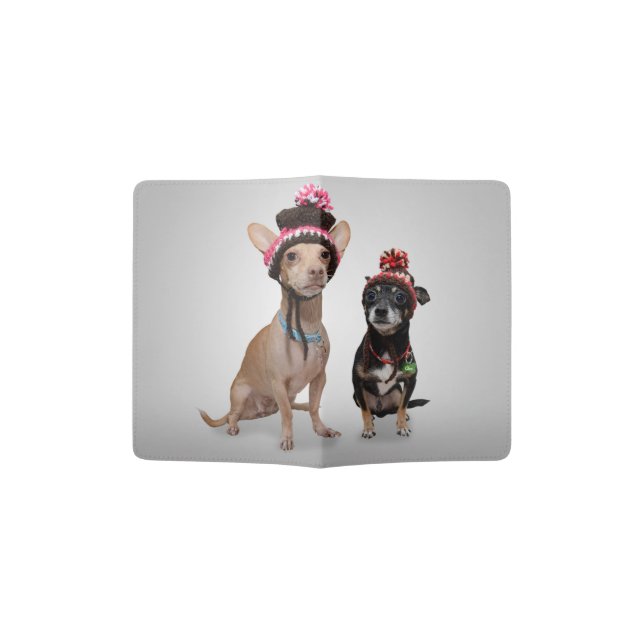 2 dogs with funny hats passport holder (Opened)