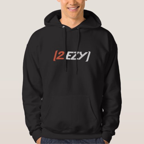 2 EZY mens logo white orange on black hoodie