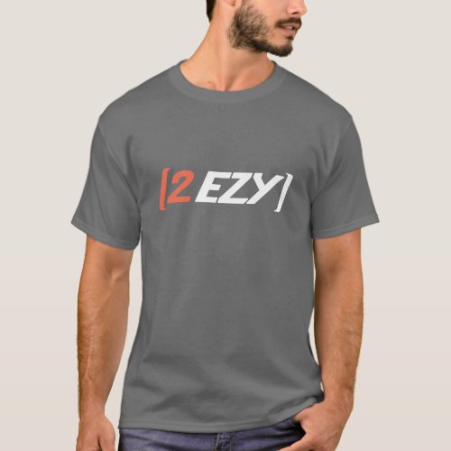2 EZY mens logo white orange on gray t_shirt