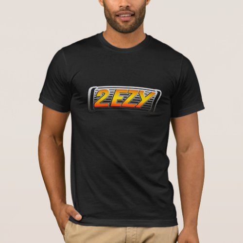 2 EZY mens steel effect logo red orange t_shirt