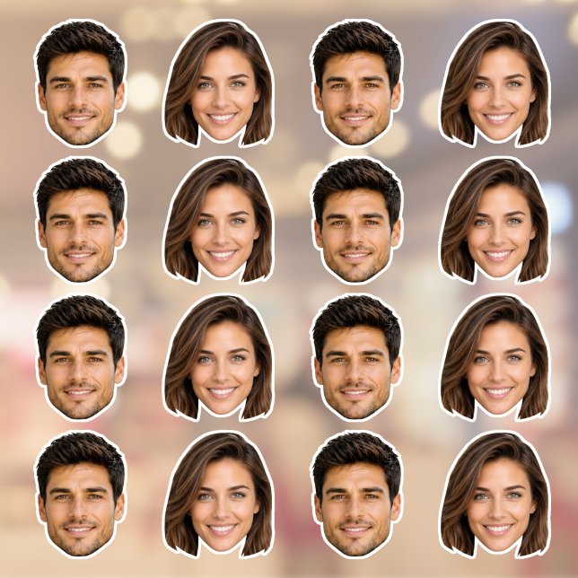 2 Face Cutout Photos Custom-Cut Vinyl Sticker (Creator Uploaded)
