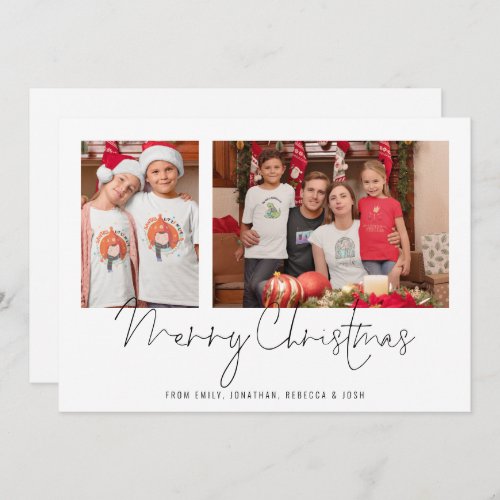 2 Family Photos Collage Name Merry Christmas Holiday Card