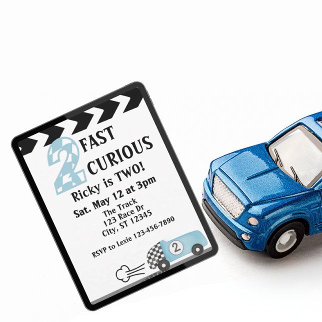 2 Fast 2 Curious, Race Car 2nd Birthday Invitation (Creator Uploaded)