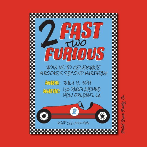 2 Fast 2 Furious Birthday Invitation