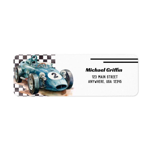 2 fast birthday Race Car Label (Front)
