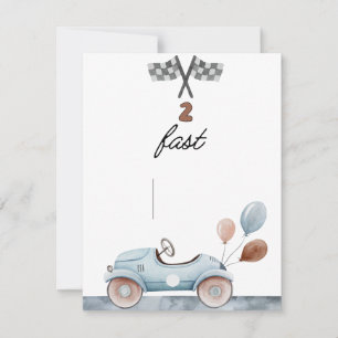 2 fast kids race car birthday invitation