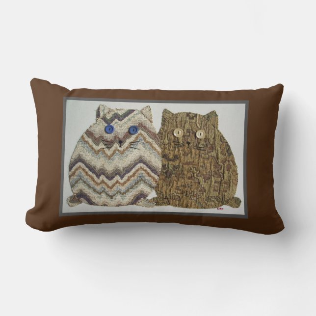2 Fat Cats #1 Lumbar Pillow (Front)
