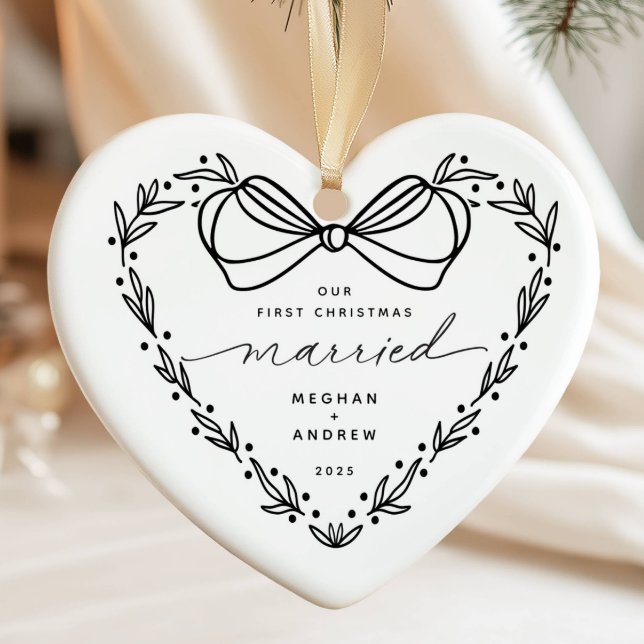 2 First Christmas Married Christmas  Ceramic Ornament (Creator Uploaded)