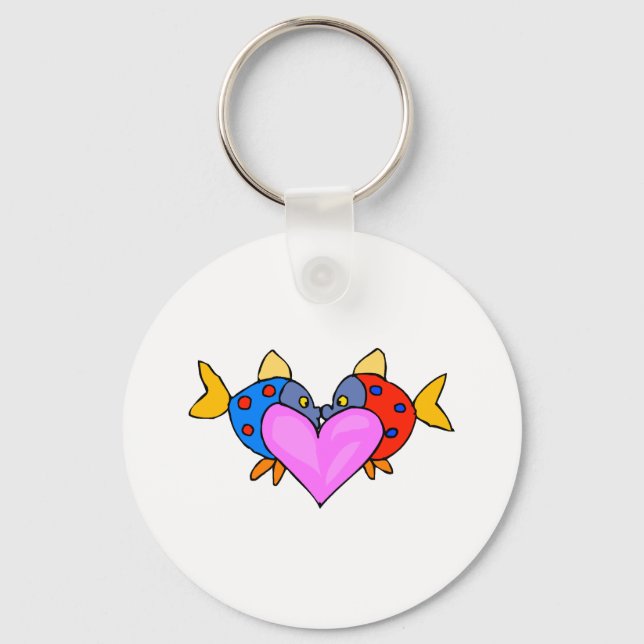 2 Fish Kissing Keychain (Front)