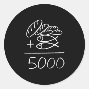 2 fishes 5 breads jesus feeds the 5000 christian classic round sticker
