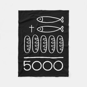 2 fishes 5 breads jesus feeds the 5000 christian fleece blanket