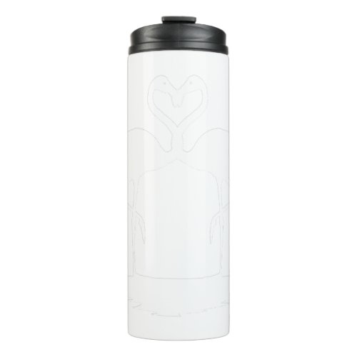 2 flamingos heart water standing one leg white thermal tumbler