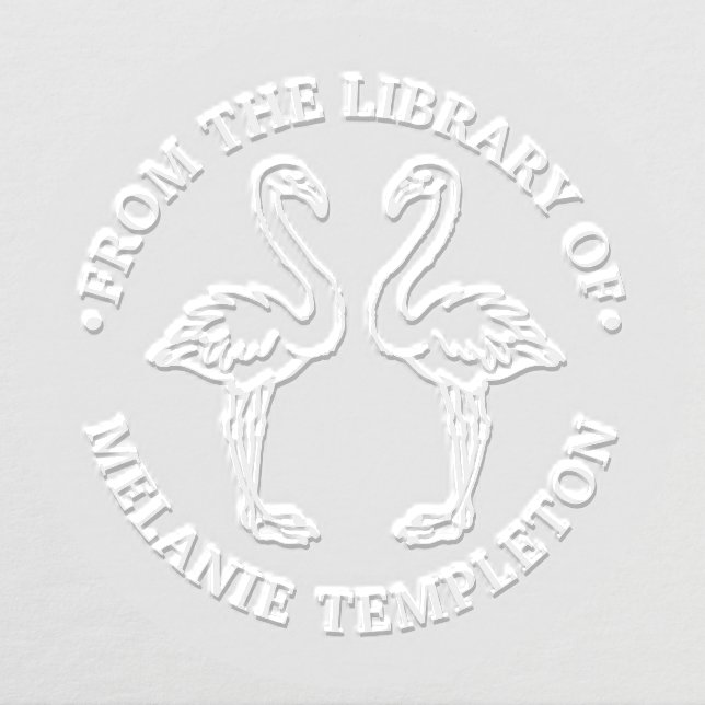 2 Flamingos Standing Library Book Name Embosser (Design)