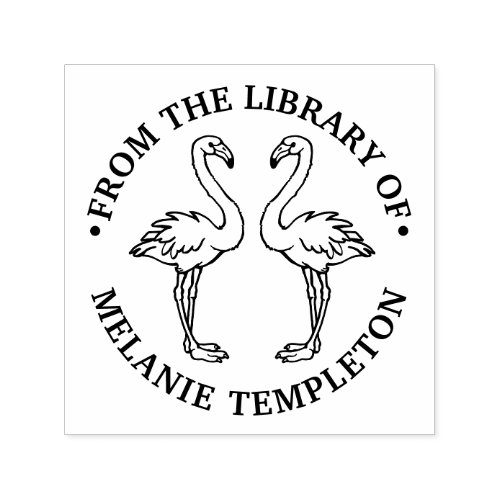 2 Flamingos Standing Library Book Name Self_inking Stamp