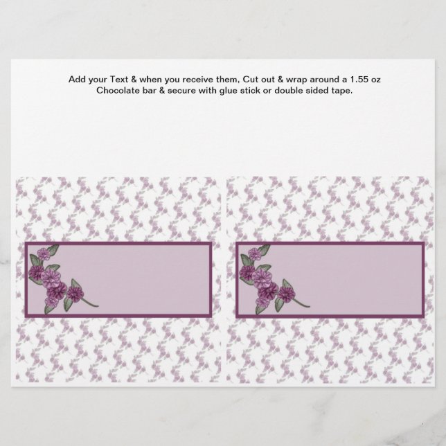 2 Floral Birthday Custom Candy Bar Wrappers (Front)