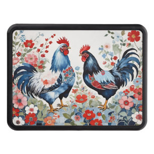 2 Floral Farm Chickens and Flowers Hitch Cover