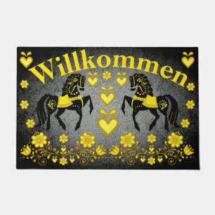 2 Folk Friesian, gold/silver Willkommen, welcome Doormat