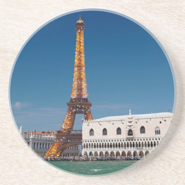 2 for 1 Venice and Paris - Mixed up World Drink Coaster (Front)