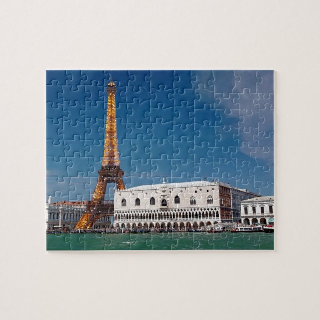 2 for 1 Venice and Paris - Mixed up World Jigsaw Puzzle (Horizontal)