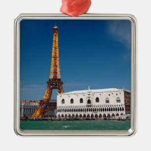 2 for 1 Venice and Paris - Mixed up World Metal Ornament