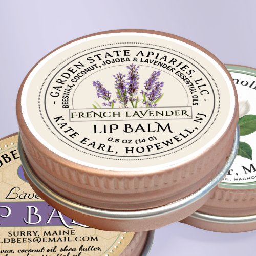 2 French Lavender Beeswax Lip Balm Label