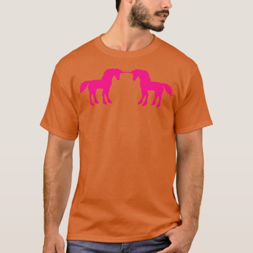 2 friends fighting enemies fight unicorn pink hors T_Shirt