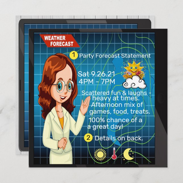 #2 Fun in the Forecast Party Invitation (Front/Back)