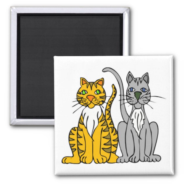 METAL MAGNET Gray Tabby Cat Yellow Background Cats MAGNET 