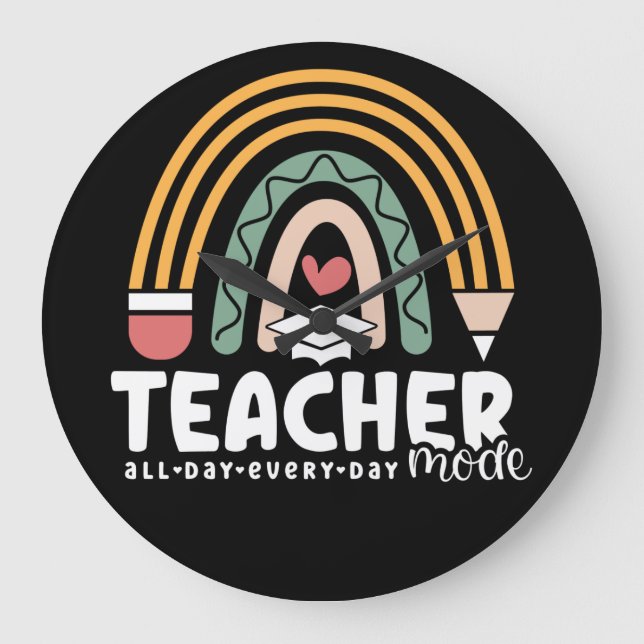 2- Funny Teacher Mode Teaching Gift for Teacher Large Clock (Front)