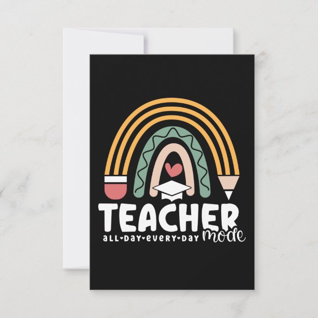 2- Funny Teacher Mode Teaching Gift for Teacher Thank You Card (Front)