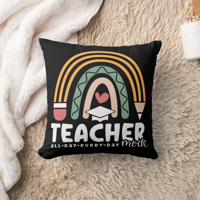 2- Funny Teacher Mode Teaching Gift for Teacher Throw Pillow (Blanket)