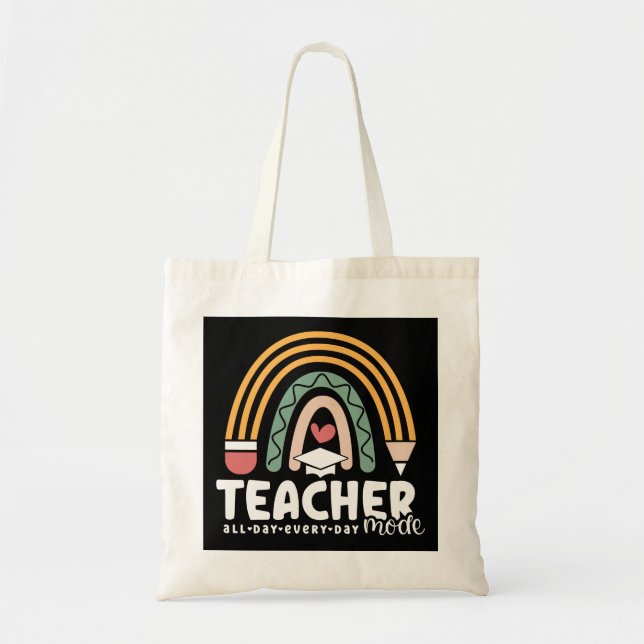 2- Funny Teacher Mode Teaching Gift for Teacher Tote Bag (Front)