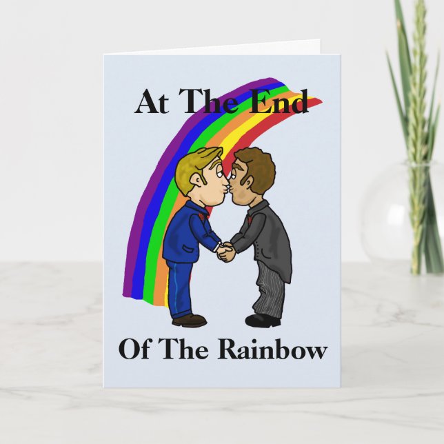 2 Gay Men Kissing Romantic Greeting Card (Front)