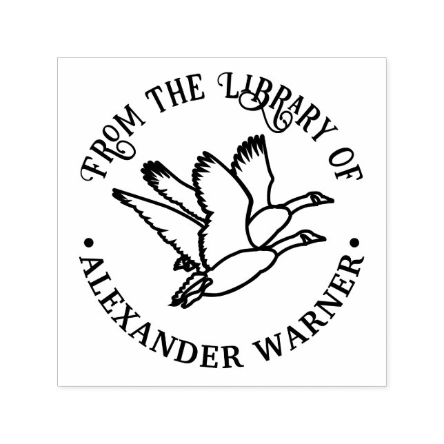 2 Geese in Flight Library Book Name Self-inking Stamp (Design)