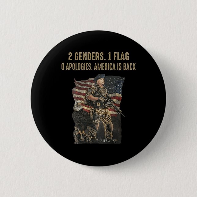 2 Genders 1 Flags O Apologies America Is Back  Button (Front)