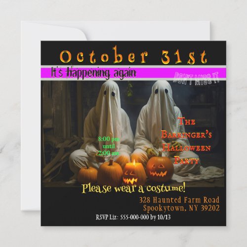 2 Ghost Planning their Adult Halloween Costume   Invitation