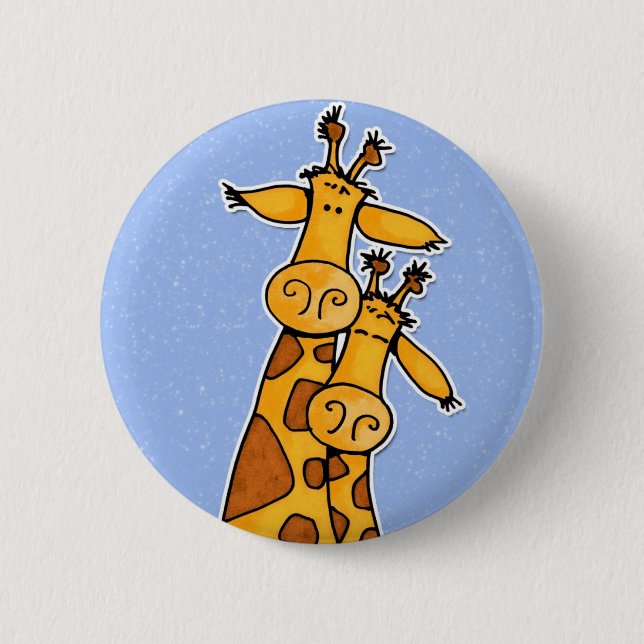 2 giraffes pinback button (Front)