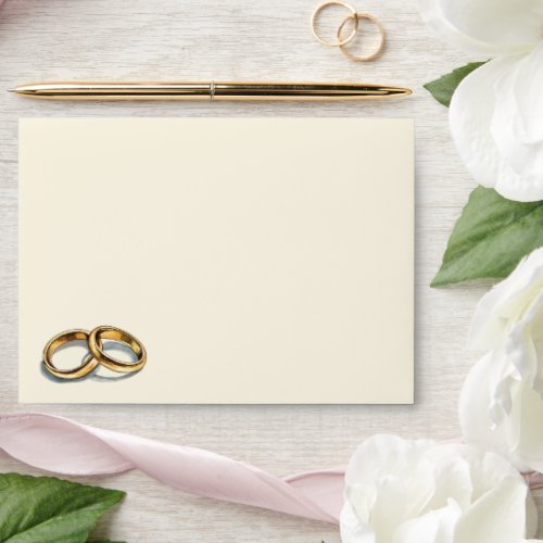 2 gold wedding rings illustration wedding envelope