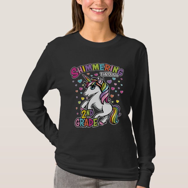 2 Grade  for students and teachers women unicorn T-Shirt (Front)