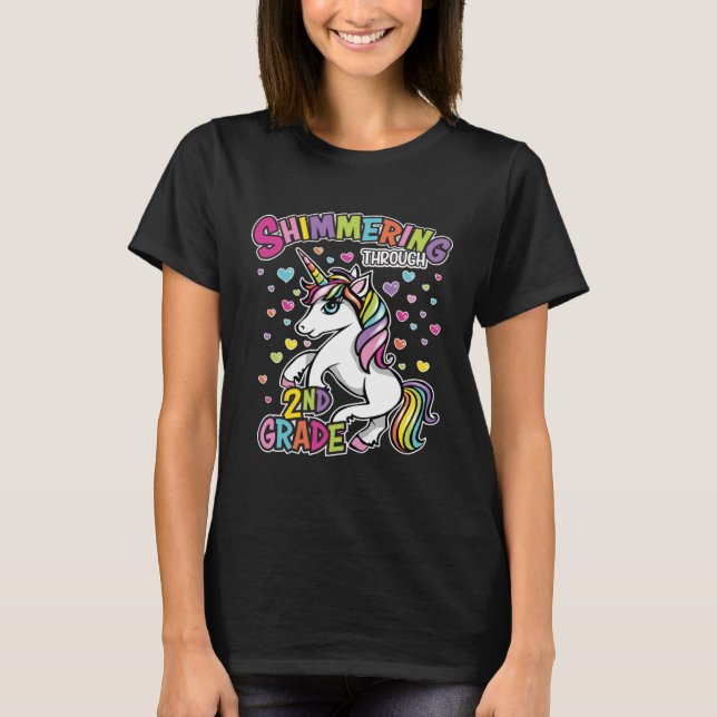 2 Grade  for students and teachers women unicorn T-Shirt (Front)