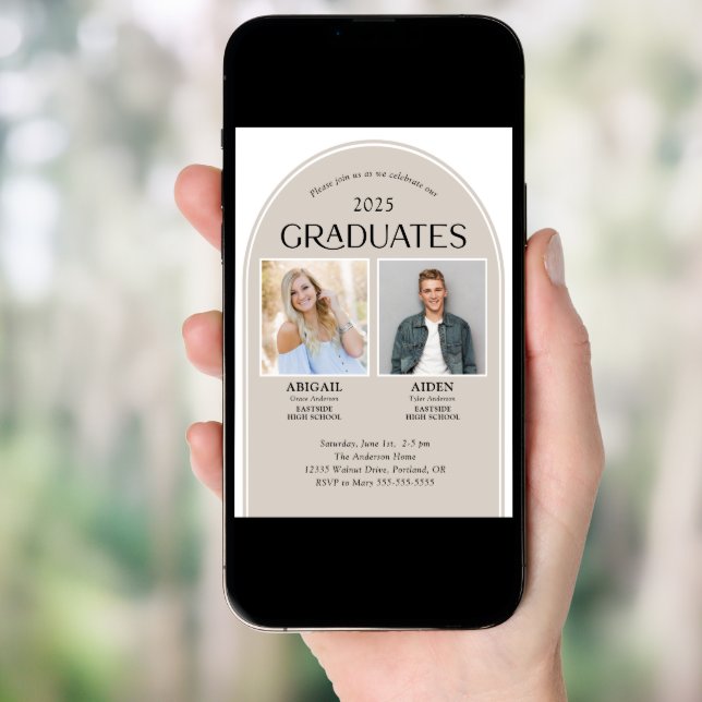 2 Graduates Double Graduation Arch Invitation (Front Digital)