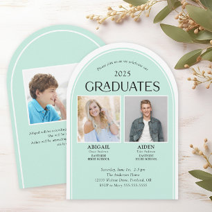2 Graduates Double Graduation Arch Invitation