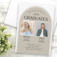 2 Graduates Tan Arch Double Graduation