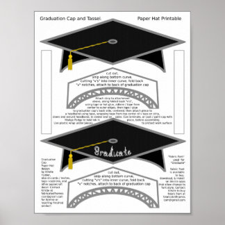 2 Graduation Cap Black Paper Hats Graduate Print