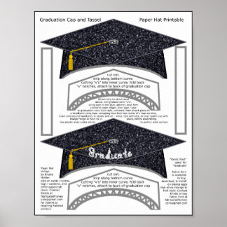 2 Graduation Cap Black Paper Hats Graduate Print