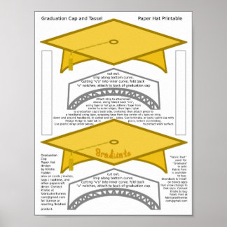 2 Graduation Cap Gold Paper Hats Graduate Gold Poster