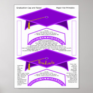 2 Graduation Cap Purple Paper Hats Graduate Print