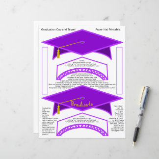 2 Graduation Cap Purple Party Hats Graduate Paper