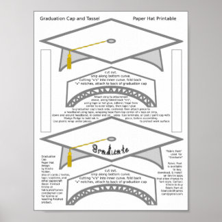 2 Graduation Cap White Paper Hats Graduate Print