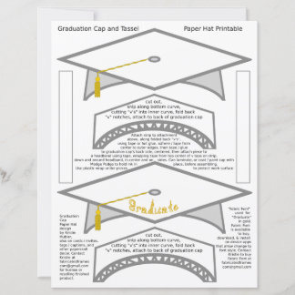 2 Graduation Cap White Party Hats Gold Graduate